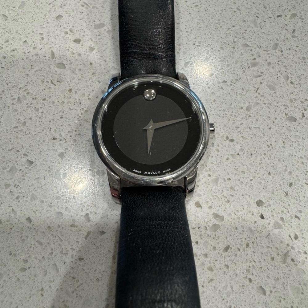 Movado Silver and Black Classic watch